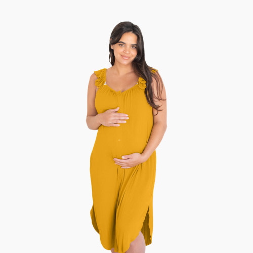 Kindred Bravely Ruffle Strap Labor & Delivery Gown - Honey, X-Large/1 X
