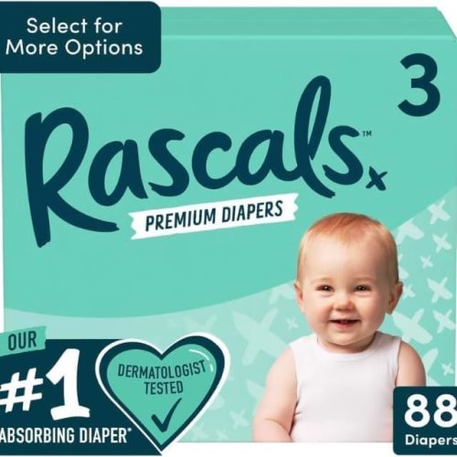 Rascals Premium Diapers Size 3, 88 Count, White