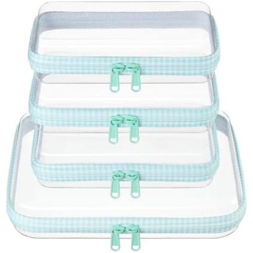 Clear Zipper Pouches, Hard Shell Zipper Case (M+3S)