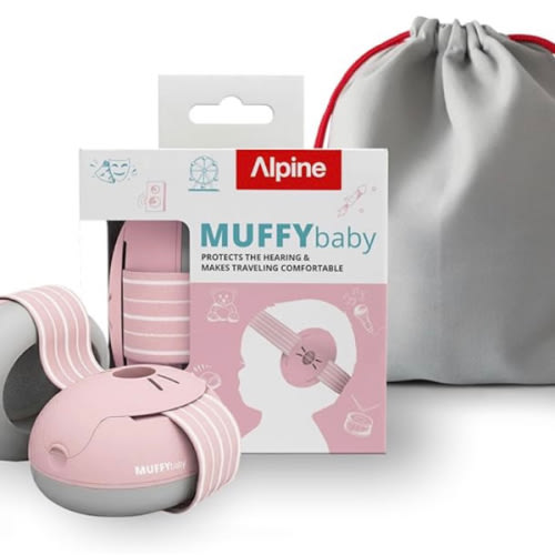 Alpine Muffy Baby Ear Protection for Babies and Toddlers up to 36 Months - CE & ANSI Certified - Noise Reduction Earmuffs - Comfortable Baby Headphones Against Hearing Damage & Improves Sleep - Blush