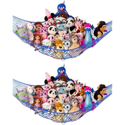 Lilly's Love Stuffed Animal Hammock, Standard Size Toy Organizer, Blue (67"L x 47"W x 47"H) – 2 Pack