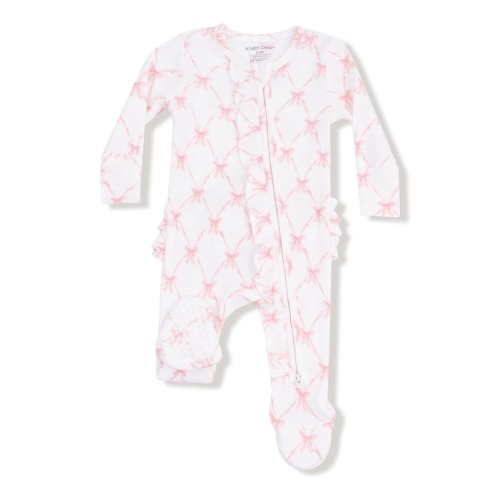 Ribbon Bow Print Zip Footie, Newborn