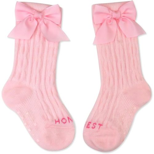 HonestBaby baby-girls Cable Knit Knee Sock With Bow
