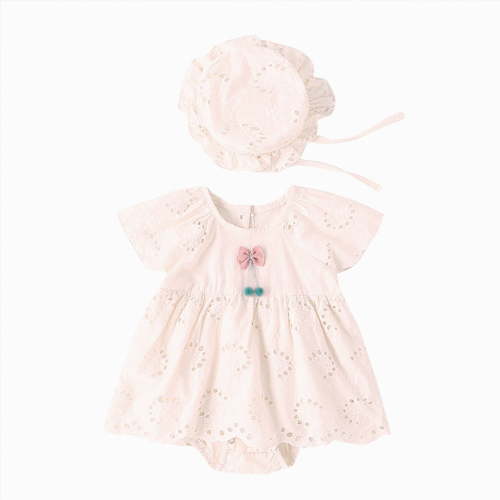 JUMEYU Newborn Girl Clothes Baby Girl Summer Clothes Newborn Outfit Romper Infant Baby Dress Headband Cute Outfits Girls 0 3 6 9 12 18 24 Months (Pink,12-18 Months)