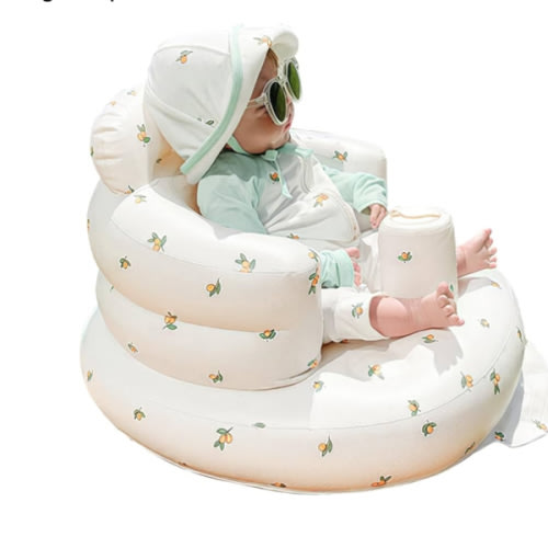 Inflatable Baby Chair, AirSwim Baby Inflatable Seat for Babies 3 Months and Up Summer Inflatable Baby Seat for Sitting Up, Blow Up Baby Floor Seat with Built in Air Pump, Orange