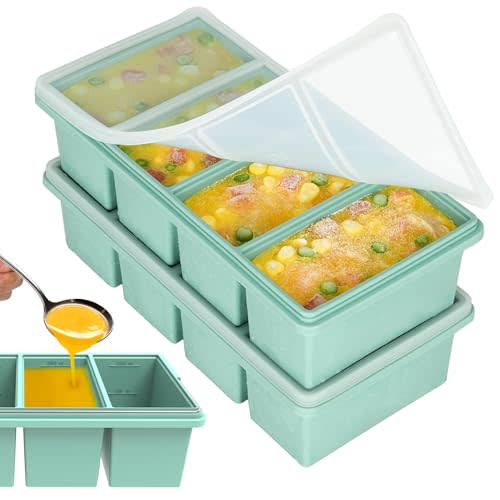 Silicone Freezer Trays with Lids, 1-Cup Soup Container