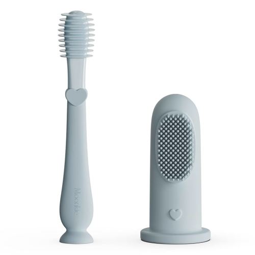 Moonkie Baby Finger Toothbrush Tongue Oral Cleaner Kit for 3 Months +, 2 Pcs (Cloud)