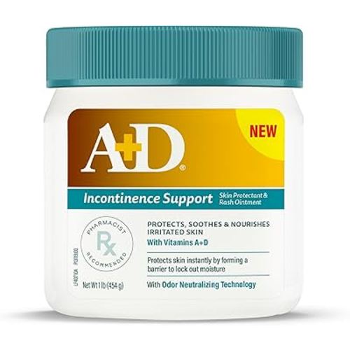 A+D Incontinence Support Skin Protectant & Rash Ointment – Treats & Prevents Incontinence Rash, Soothes Chafed Skin, Odor Neutralizing Technology - 16 oz