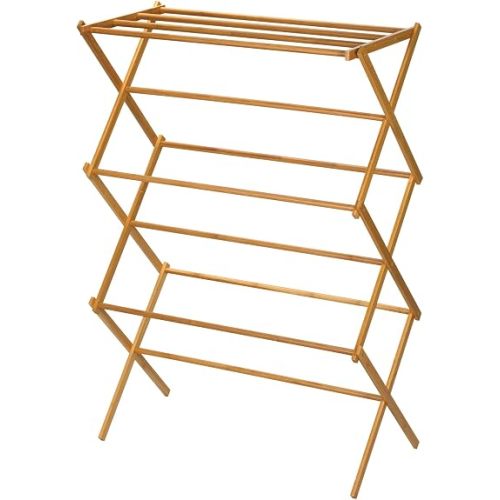 Household Essentials Bamboo Folding Clothes Drying Rack, Upscale Laundry Rack with 11 Dowels, Environmentally Friendly, Stable Frame, Shelf for Drying Flat