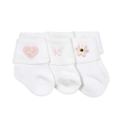 Baby Girl Appliqué Turn Cuff Socks