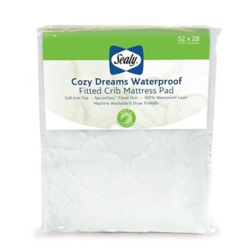 Sealy Cozy Dreams Waterproof Quilted Fitted Crib & Toddler Mattress Pad