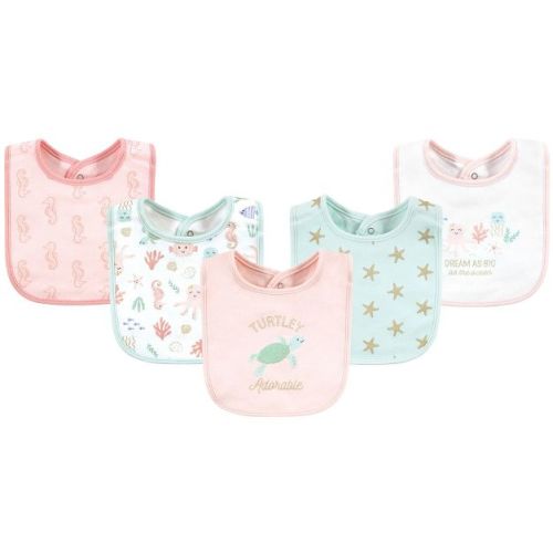 Hudson Baby Infant Girls Cotton Bibs, Turtley Adorable, One Size