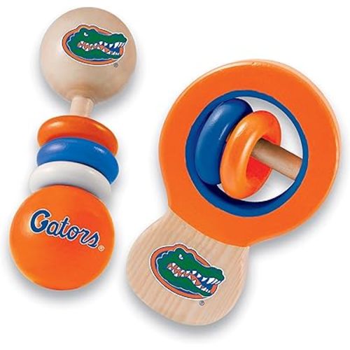 Baby Fanatic Wood Rattle 2 Pack - NCAA Florida Gators - Officially Licensed Baby Toy Set