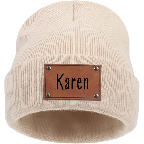 EDSG Personalized Baby Beanie Hat, Soft Winter Knit Name Hat for Newborn Infant Adult