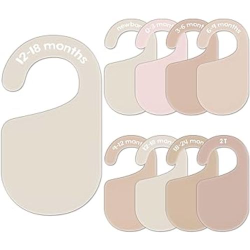 Acrylic Baby Closet Size Dividers Neutral Solid Hanging Clothes Dividers Baby Closet Organizers Thicken Baby Wardrobe Organizers for Home Nursery, 6.7 x 3.7 Inch, 8Pcs