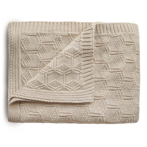 Mushie Beige Knitted Honeycomb Baby Blanket Children's Nursery– Hazel & Fawn