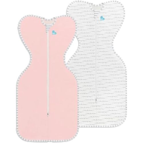 Love to Dream Swaddle UP Original 1.0 TOG Grow-With-Baby Bundle – Dreamer Newborn 5-8.5 lbs & Dusty Pink Small 8-13 lbs, Arms-Up Self-Soothing Sleep Sacks (2-Pack)