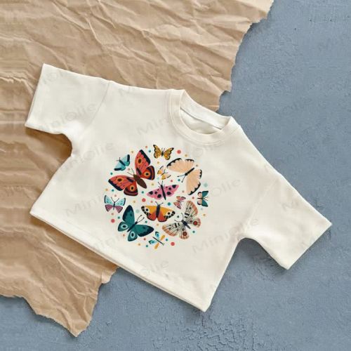 Baby Colored Butterfly Summer Casual T-shirt