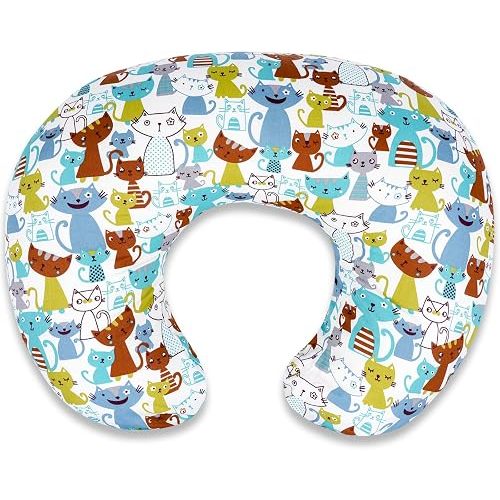 Nursing Pillow - Breastfeeding Pillow with Breathable Filling & Removable Cover, Ergonomic Support for Breastfeeding & Bottle (Blue Cat,0-12 Months)