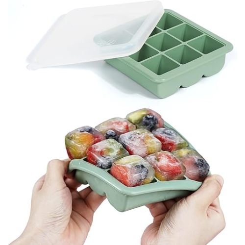 Haakaa Baby Food and Breast Milk Freezer Tray with Lid, 6 x 2oz - Pea Green