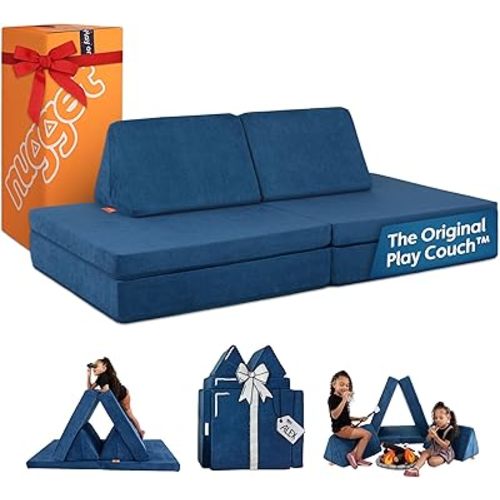 Nugget - The Original Play Couch for Kids - Modular Foam Children's Sofa for Playroom, Imagination, & Creative Open Ended Play - Washable & Convertible Playroom Furniture, Blueridge