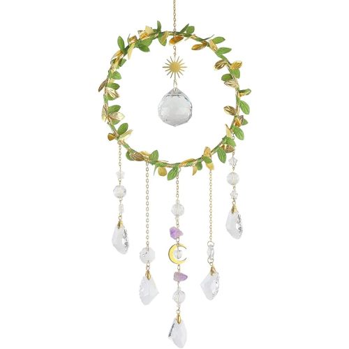 Suncatcher - Hanging Crystals Sun Catchers with Healing Amethyst for Windows, Glass Prisms Rainbow Maker, Home Decor, Blessed Gift Ideas