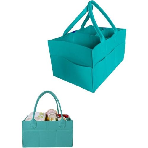 Baby Diaper Caddy is a versatile baby basket designed for nursery storage, car organization, and as a thoughtful gift for baby showers. Perfect for storing diapers and baby wipes. (Turquoise)