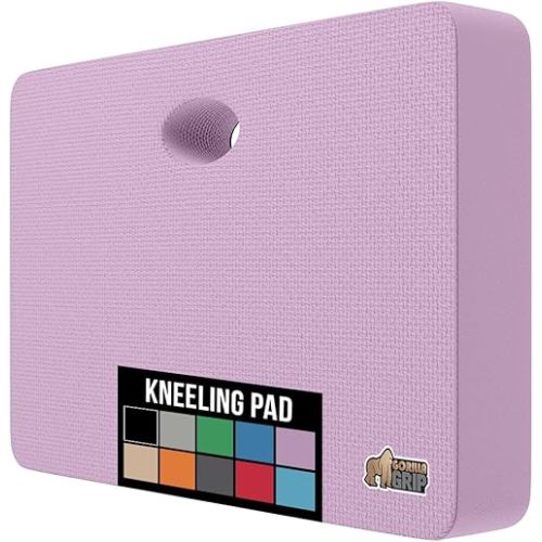 GORILLA GRIP Extra Thick Patent Pending Soft Foam Kneeling Pad, Supportive Large Cushion Knee Pads for Gardening, Baby Bath Time, Dirt and Water Resistant, Workout and Garden Supplies, 17.5x11, Purple