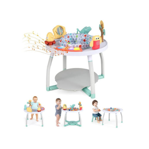 BABY JOY 5 in 1 Baby Activity Center, Baby Jumpers and Bouncers with Removable Toys, Lights & Music, 3 Adjustable Heights, Interactive Play Center for Toddlers Boys Girls 6-36 Months (White)
