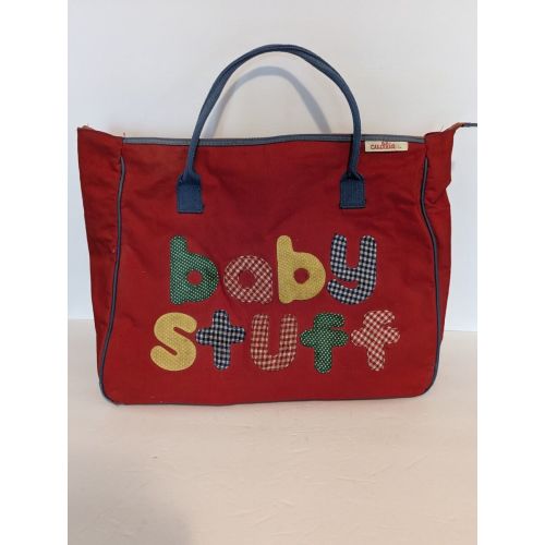Vintage Cudlie Vinyl Lined Red Retro Diaper Baby Stuff Diaper Bag Rare