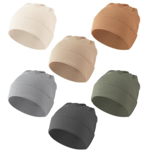 Konssy 6 Pack Baby Beanie Hats for Unisex, Toddler Beanies Baby Girl Boy Hat Warm Cap for Infant, Toddler