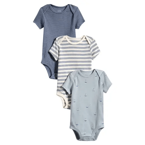 3-Pack Assorted Organic Cotton Bodysuits (9 M)