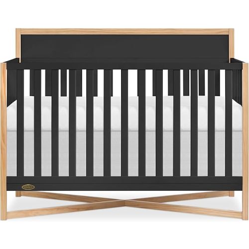 Dream On Me Owen 5-in-1 Convertible Full-Size Baby Crib in Matte Black, GreenGuard Gold & JPMA, Converts to Toddler, Day, & Full-Size Bed, Non-Toxic Paint, Safe Sleep Environment
