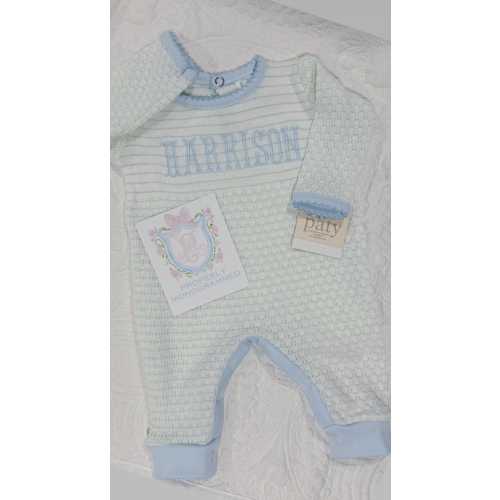 Paty Boys Monogram Romper: Boy Newborn Coming Home/ Personalized Long Sleeve Jon Jon
