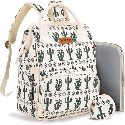 Montana West Wrangler Diaper Bag Backpack Aztec Travel Backpack Purses Western Multi-Function Baby Bags for Mom with Waterproof Insulated Pockets