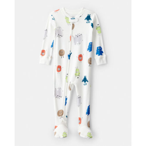 Baby Boy Monster 100% Cotton Snug Fit 2-Way Zip Footie 1-Piece Pajamas - Ivory - Carter's | Carter's