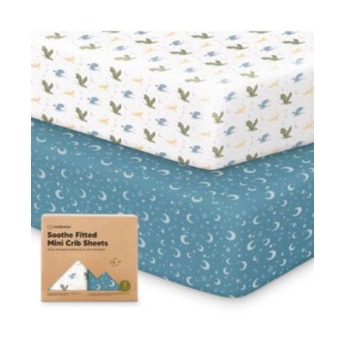 Mini Crib Sheets for Baby Girls, Boys, 2-Pack Soothe Pack and Play Sheets Fitted, Pack N Play Mattress Sheet