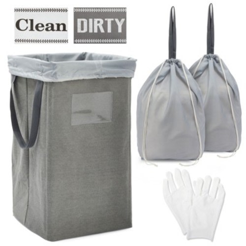 Juvale 5 Piece Large Collapsible Laundry Hamper with 2 Removable Liner Bags and Folding Frame