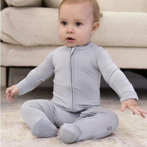 Bumbunny Baby | Zip Footie in Gray