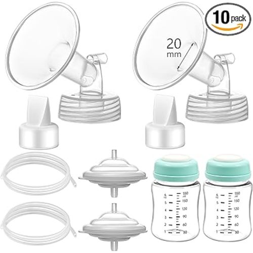 Pump Parts Compatible with Spectra S1/S2/9 Plus, Not Original Accessories, Full Set Replacements Include 20mm Flange, Duckbill Valve, Backflow Protector, Tubing and Bottle