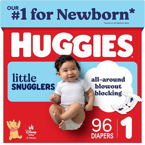 Huggies Size 1 Diapers, Little Snugglers Baby Diapers, Size 1 (8-14 lbs), 96 Count, Packaging May Vary