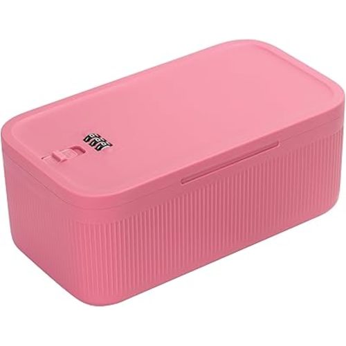 Lockable Storage Box,Medicine Safe Case Container,Refrigerator Lockbox for Personal Private Items,Medicines,Food,Snacks,Locking Cell Phone Smart Device Jail,Small Lock Box for Office,Home (Berry)