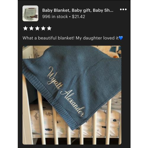 Embroidered Knit Baby Blanket, Personalized Baby Blanket, Custom Baby Name Blanket, Gift for Baby, 100% Cotton blanket, Keepsake for Baby