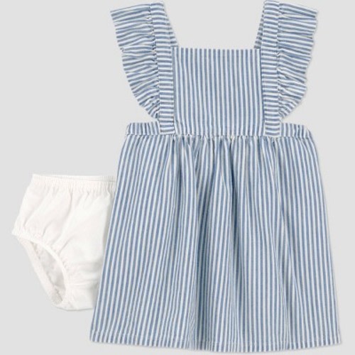 Carter's Just One You® Baby Girls' Striped Chambray Dress - Blue 6M