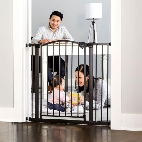 Regalo Safety 30-35” Extra Wide Baby Gate for Doorways & Bottom of Stairs, Pressure Mounted Walk-Through Gate for Babies, Toddlers & Pets, Bronze