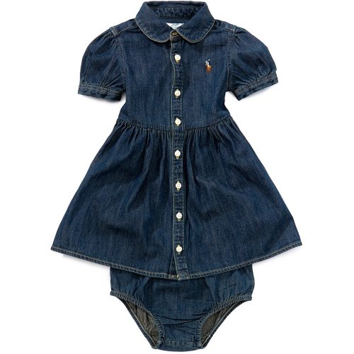 Ralph Lauren Baby Girls Short Sleeve Denim Shirtdress