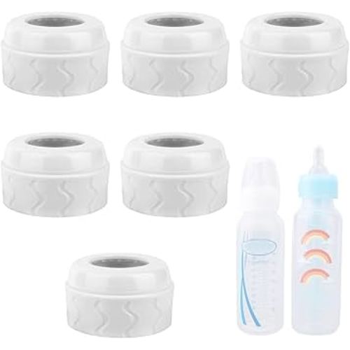 6pcs Replacement Bottle Nipple Collars Rings for Dr. Brown's Narrow Plastic & Glass Bottles 4oz & 8oz, No Leak BPA Free Caps Nipple Ring Collars Spill Proof Baby Feeding Parts Accessories (White)