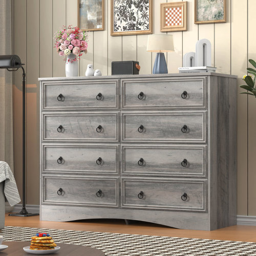 Breakwater Bay 8 Drawer Dressers for Bedroom, Wood Chest of Drawers, 15.7" D x 47.2" W x 41.2" H Large Long Storage for Clothes, Vintage Design, for Living Room, Bedroom, Hallway & Reviews | Wayfair
