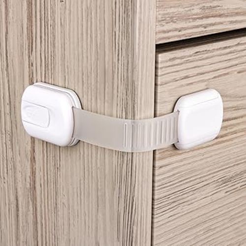 4-Pack Cabinet Locks Baby Proofing - Childproof Locks for Cabinets, Drawers, Cupboard, Refrigerator, Toilet Seat, Trash Can, Dishwasher