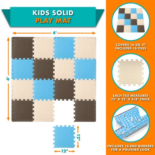 ProsourceFit Kids Solid Floor Play Mat 3/8-in